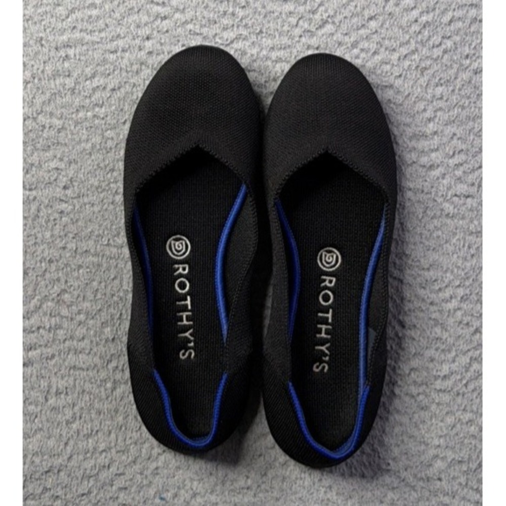 Rothy's Black The Flat Round Toe Slip-On Ballet Flats Shoes Women's Size 9.5